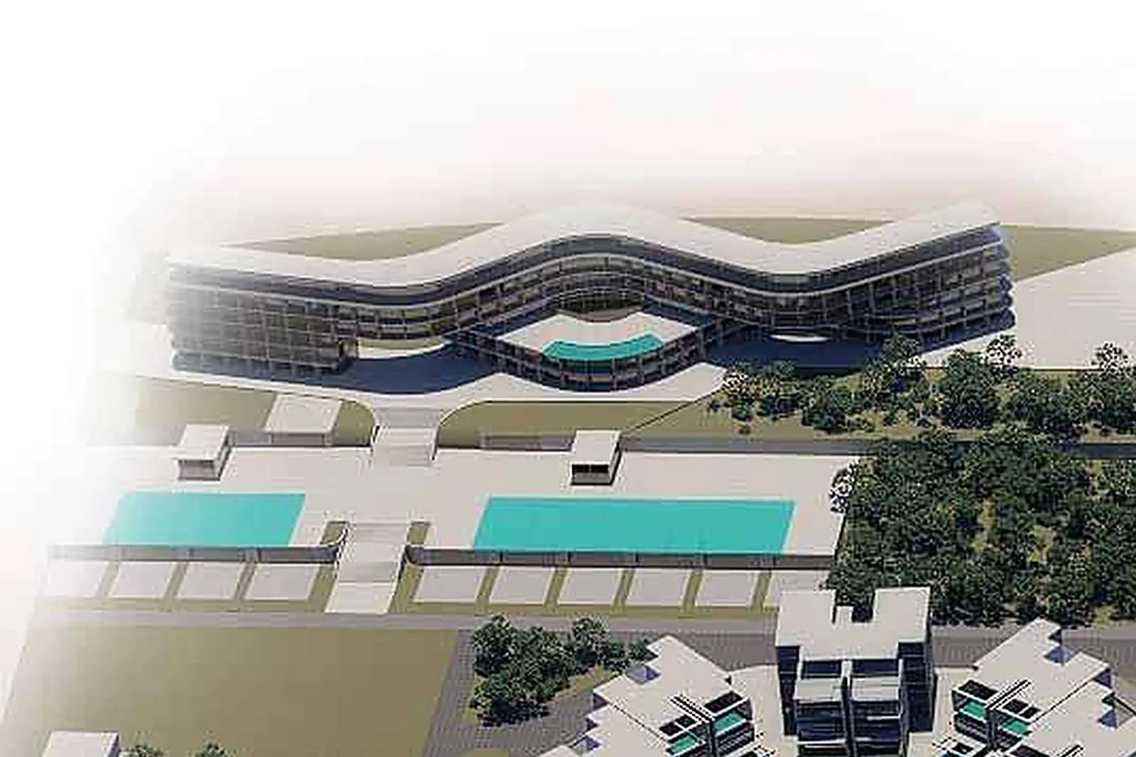 Το ξενοδοχείο και οι πισίνες του στο masterplan